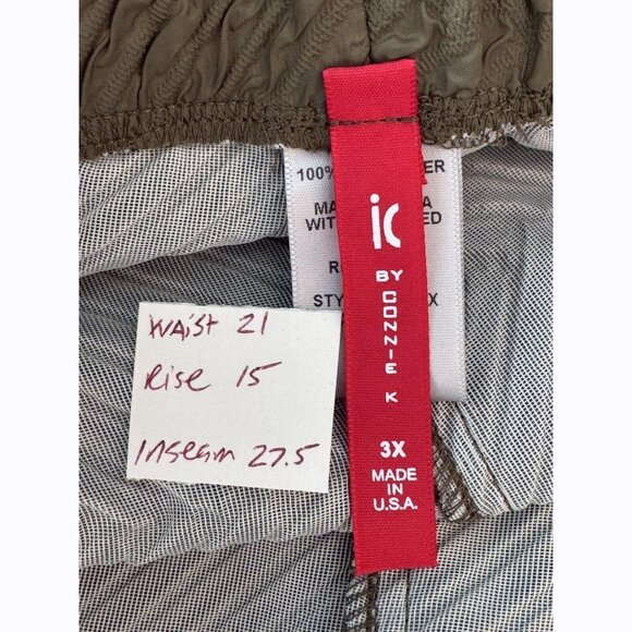 IC by Connie K Women’s 3X Textured Barrel Leg Cargo Pants Taupe Beige Utility - Picture 2 of 13